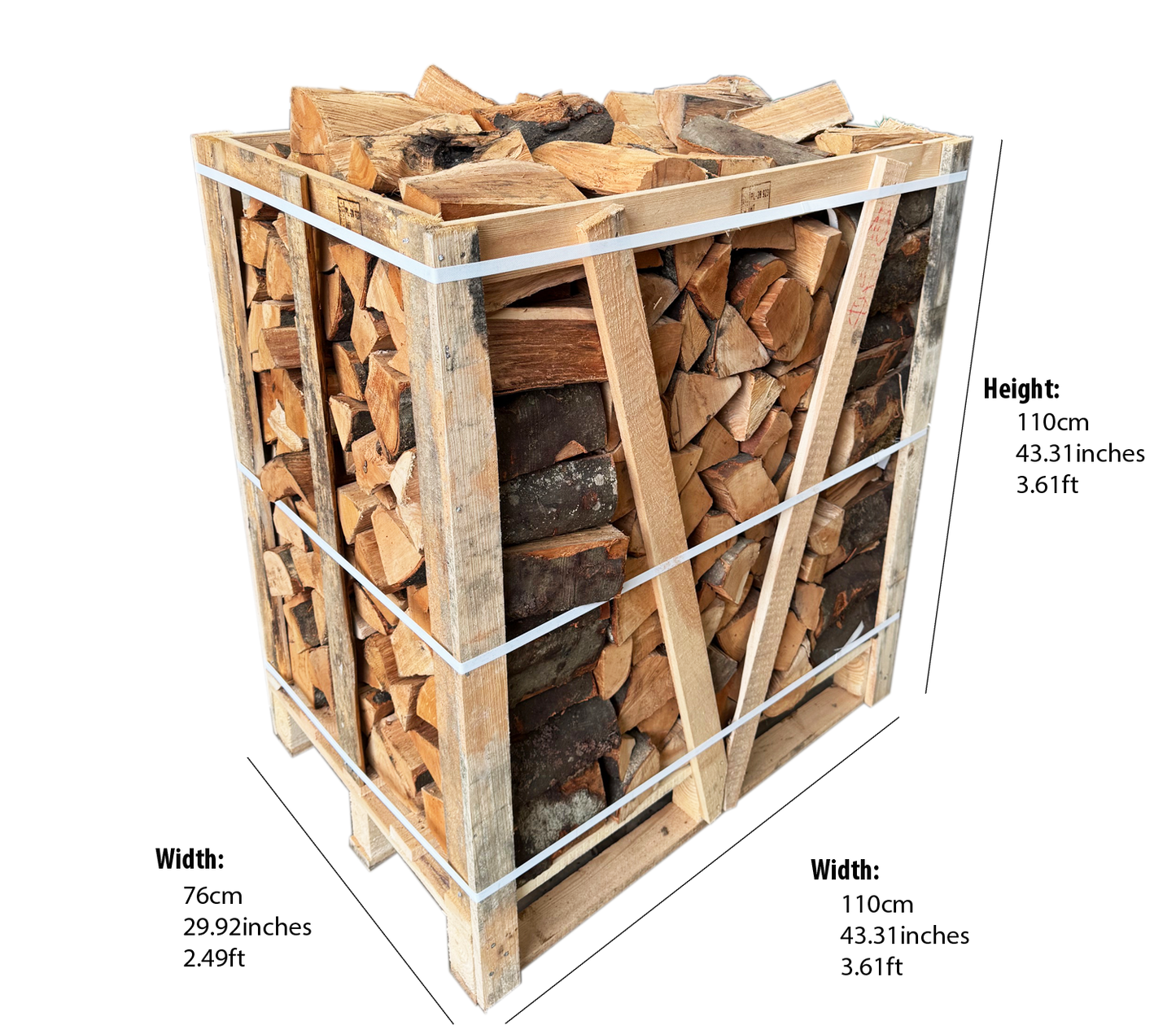 450KG (1.5m³) Premium Beech Hardwood Kiln-Dried Logs in Crate